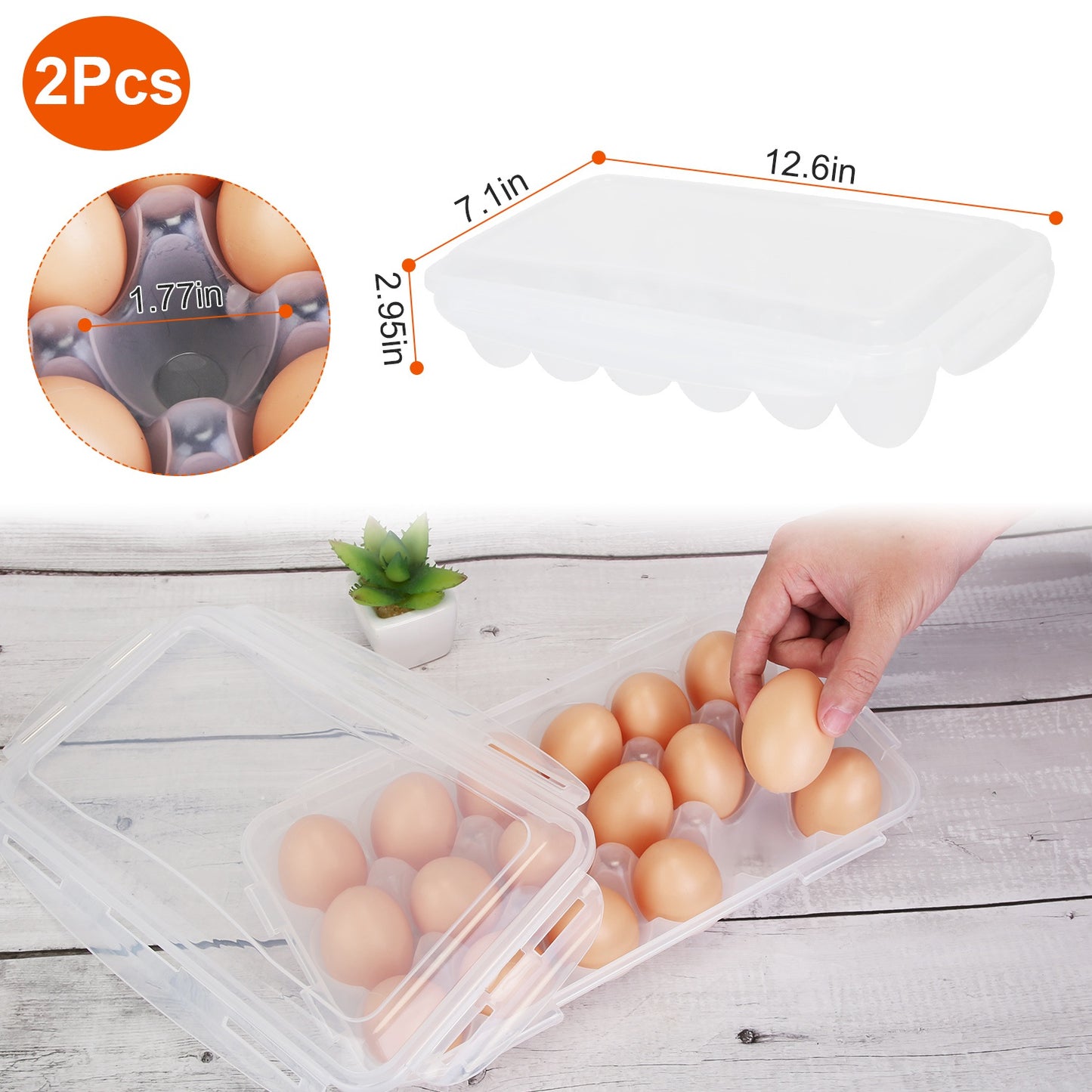 Stackable Egg Holder with Lid - 18 Cavity Storage Container
