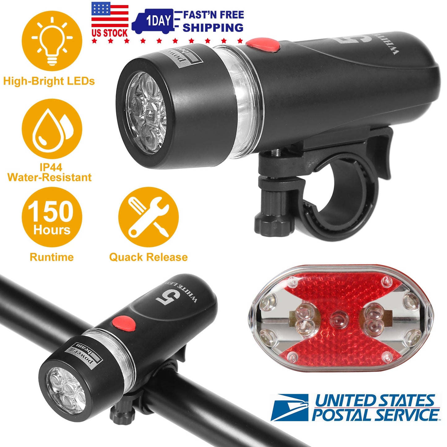 Bike Light Set Front and Rear LED Waterproof 8000LM