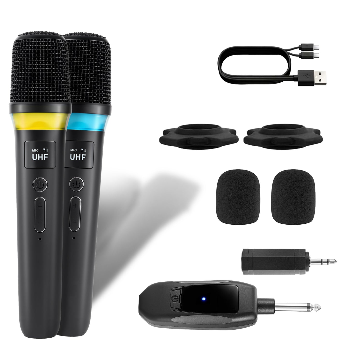 Wireless Microphone System with 164FT Range & RGB Lights