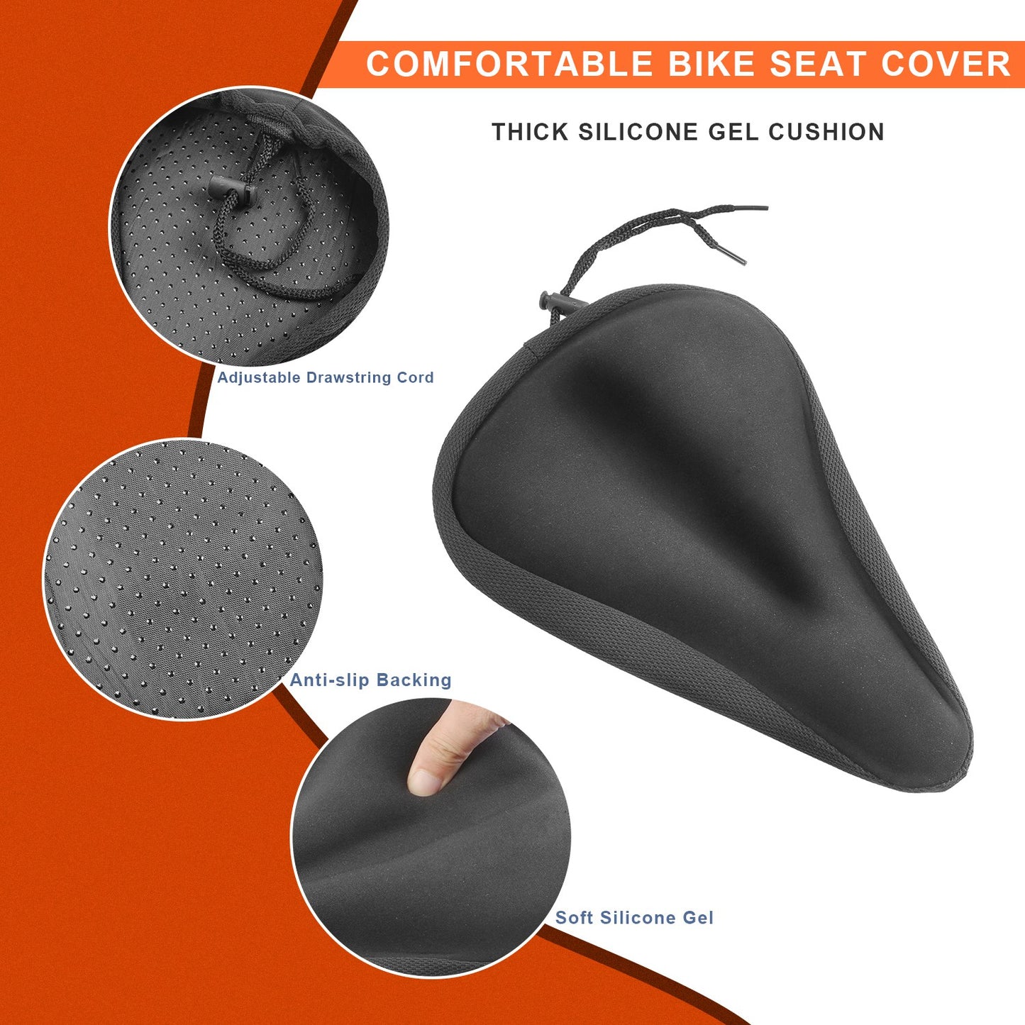 Gel Bike Seat Cover - Padded Cushion for Narrow Saddles