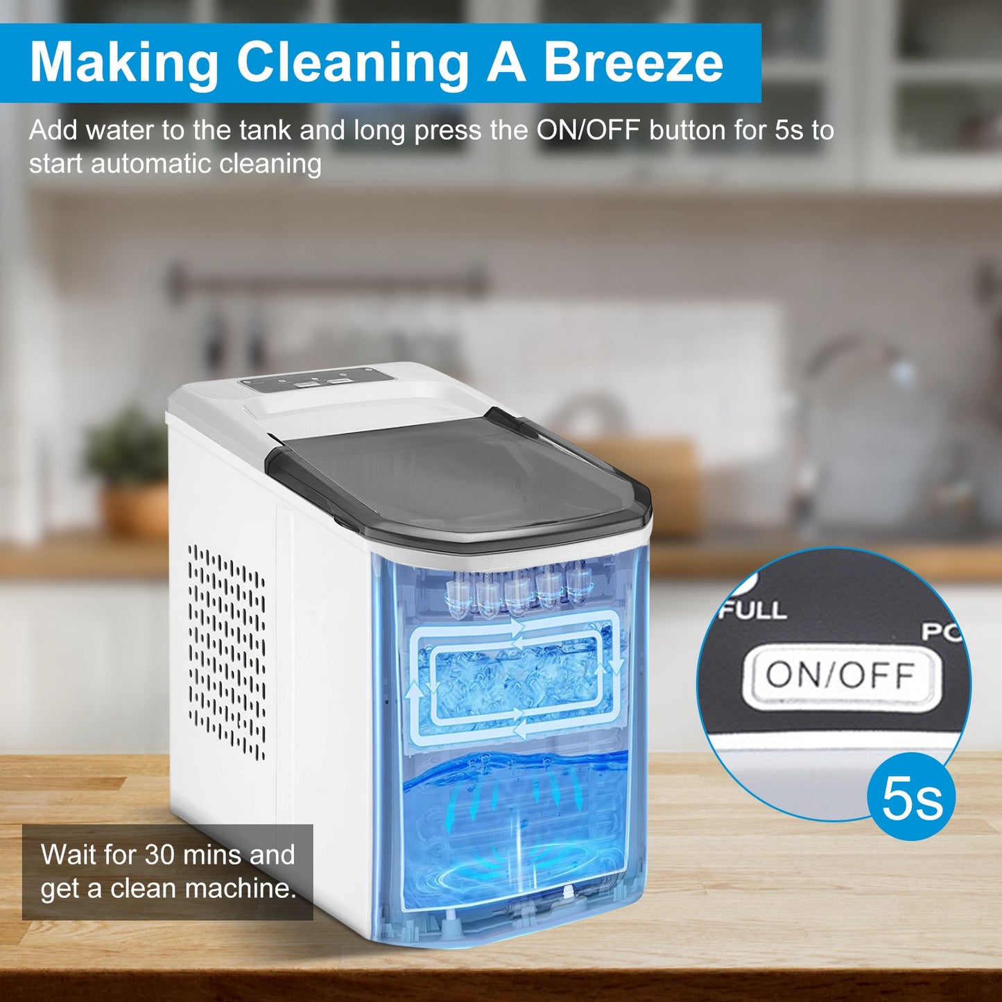 Countertop Ice Maker Machine – 33 lbs/Day Self-Cleaning