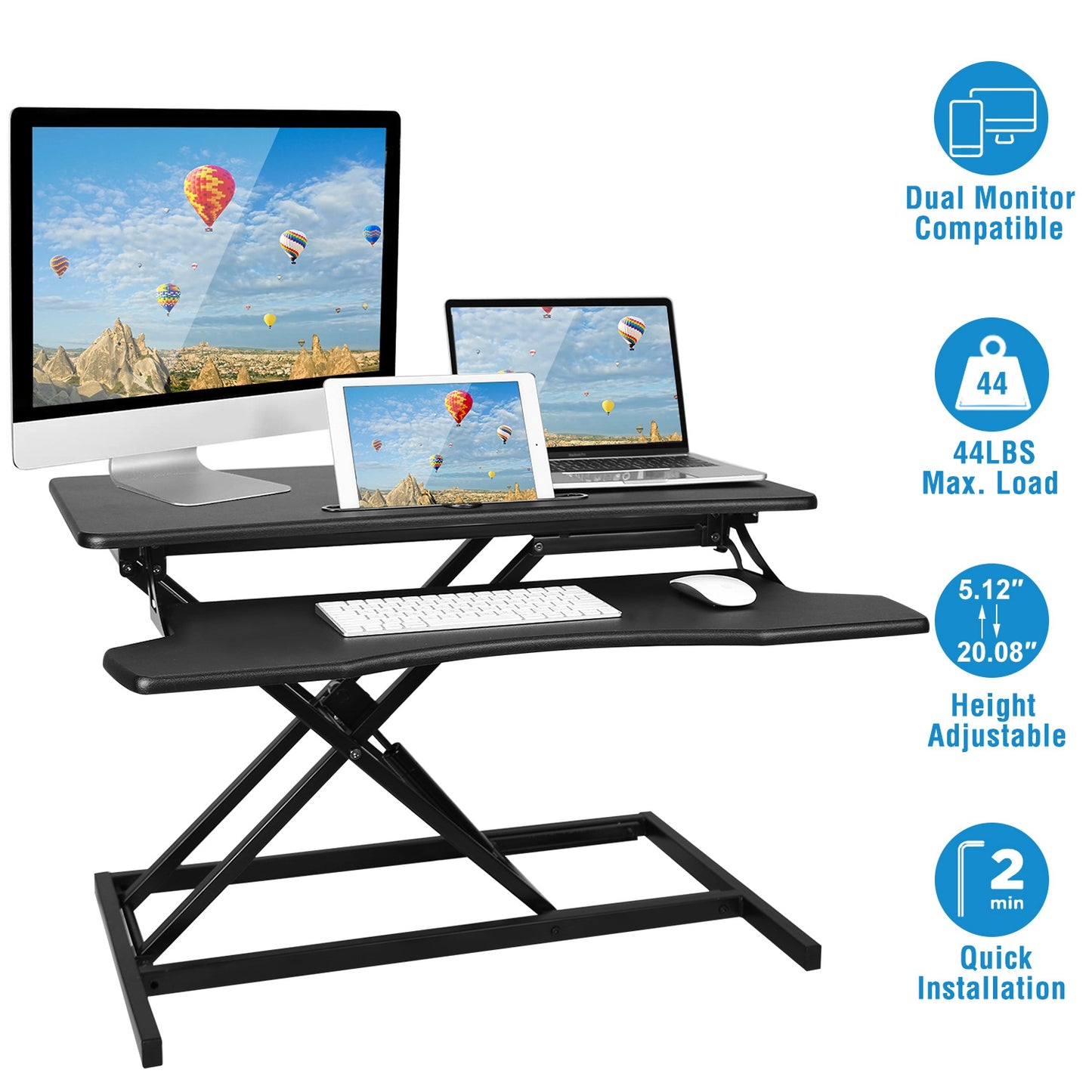 Standing Desk Converter with Dual Monitor Support