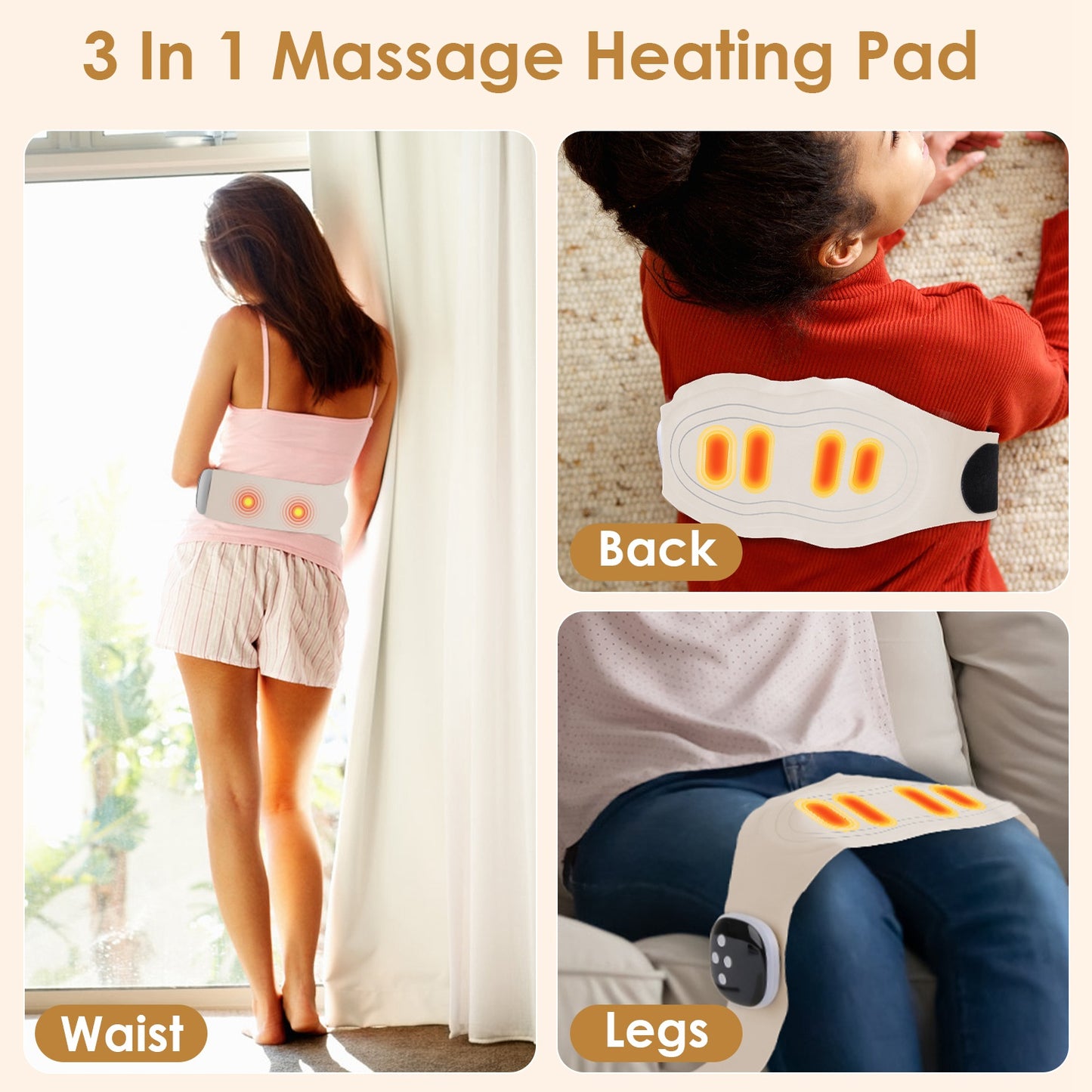 EMS Lower Back Massager Heating Pad with Remote Control