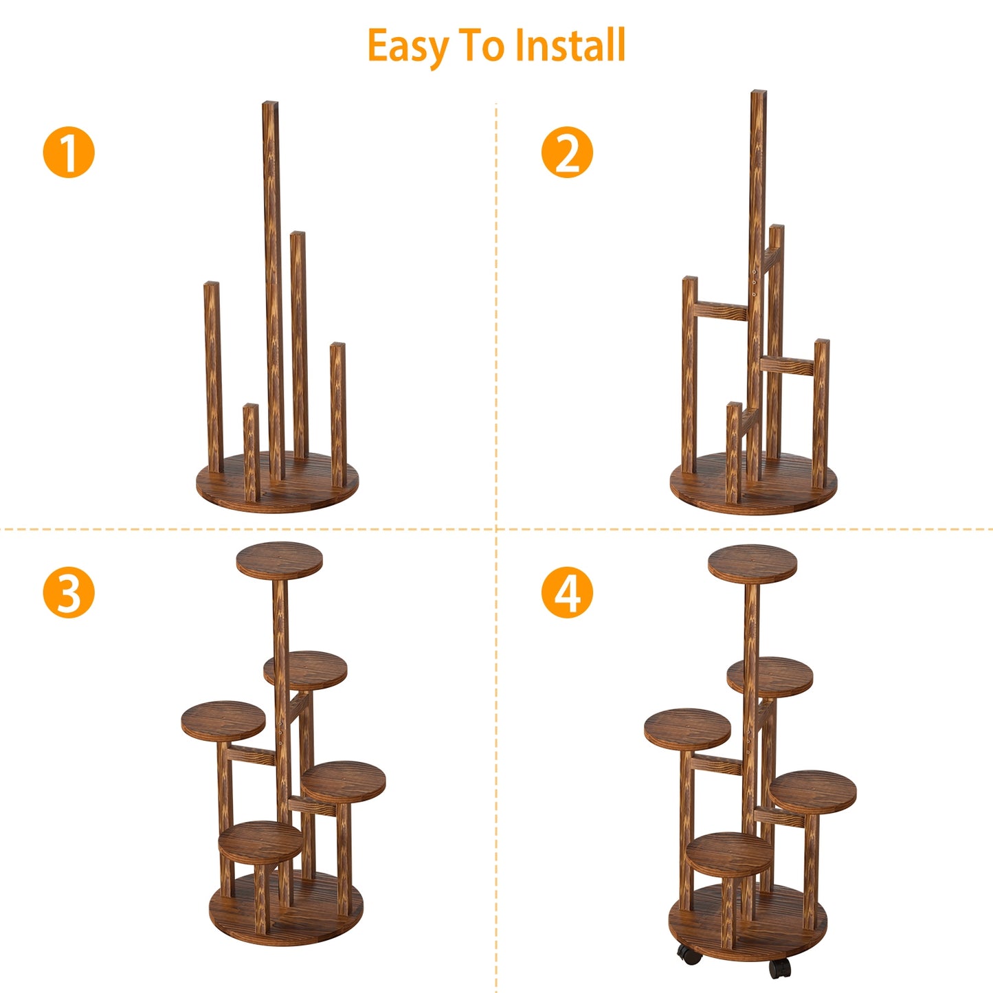 5 Tier Rolling Plant Stand with Wheels for Indoor Outdoor Use