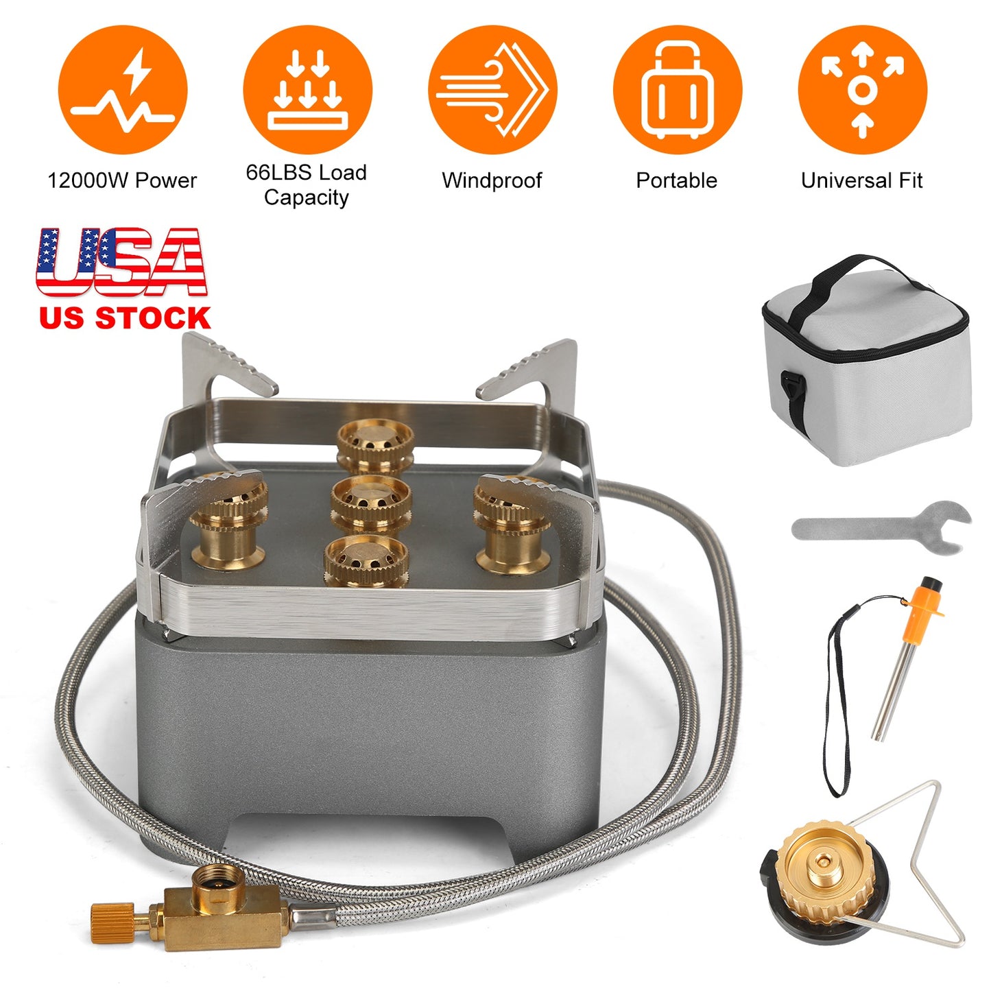 Portable Camping Stove 12000W with Windproof Design