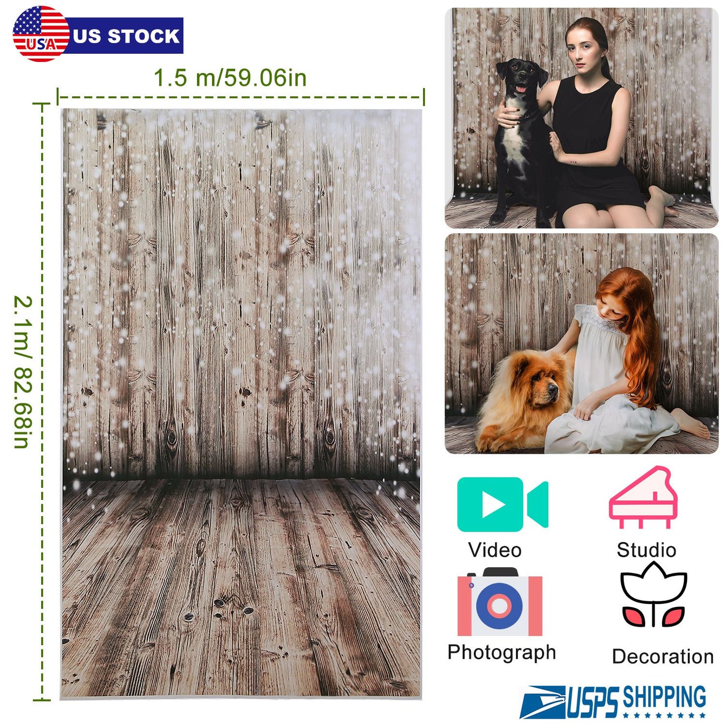 Wooden Floor Photography Backdrop 5x7ft Rustic Wall Design