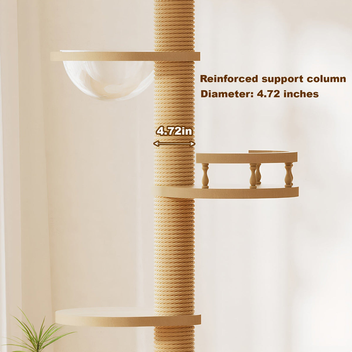 Floor-to-Ceiling Cat Tree with Adjustable Height & Sisal Post