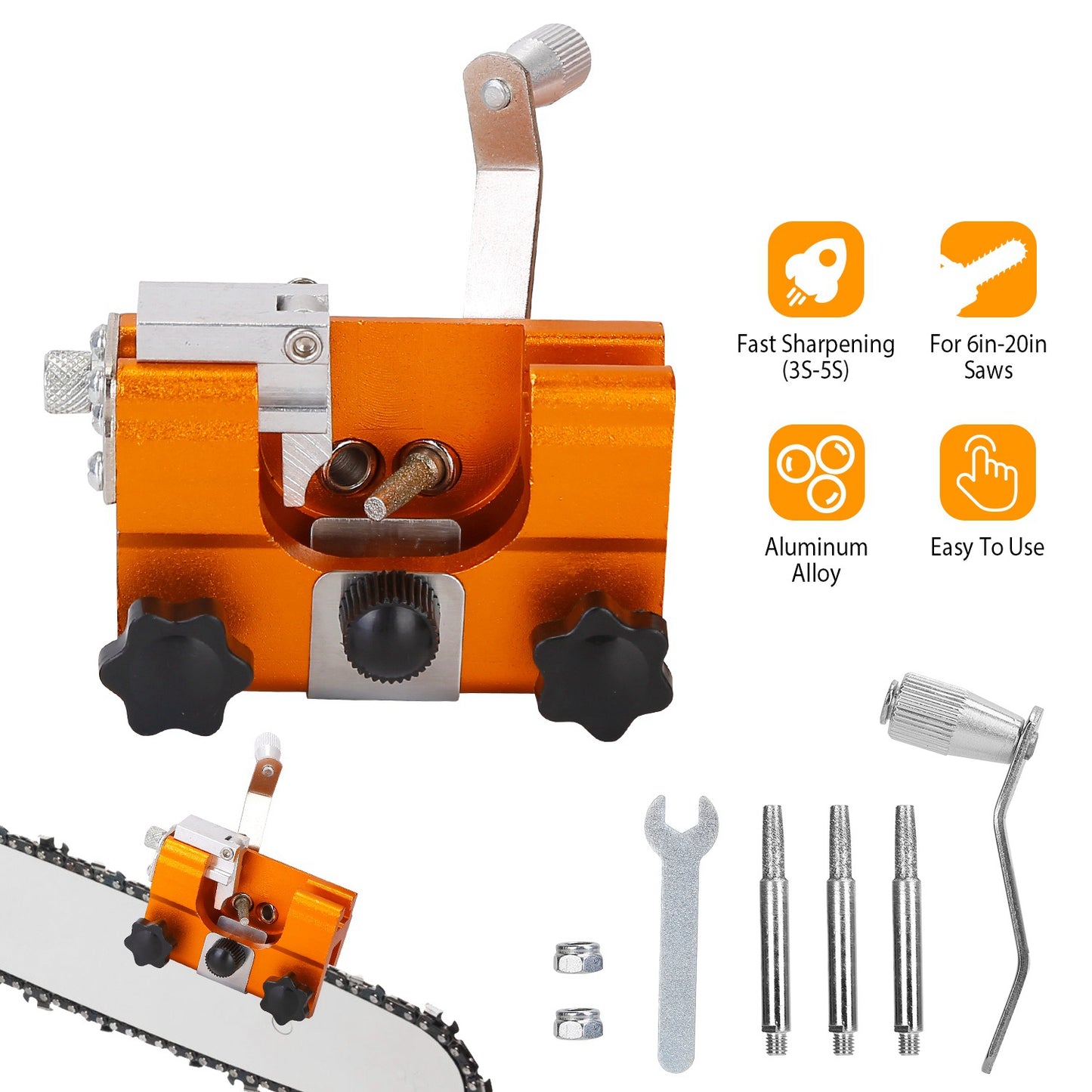 Chainsaw Sharpening Kit with Hand Crank for 6-20" Saws