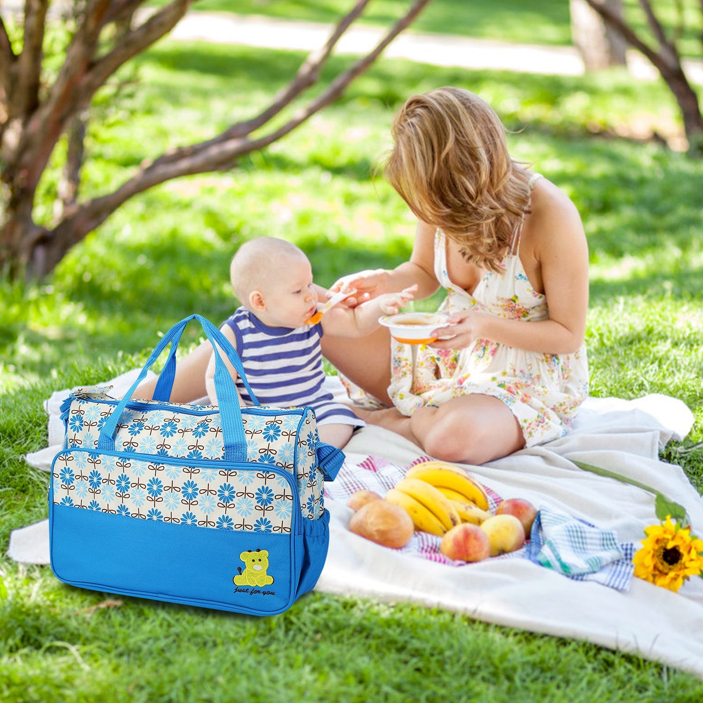 5-Piece Diaper Bag Set with Changing Pad & Insulated Pockets