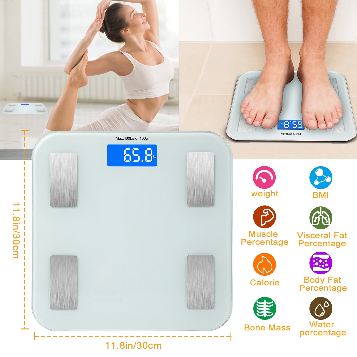 Smart Body Composition Scale with App & 8 Health Metrics