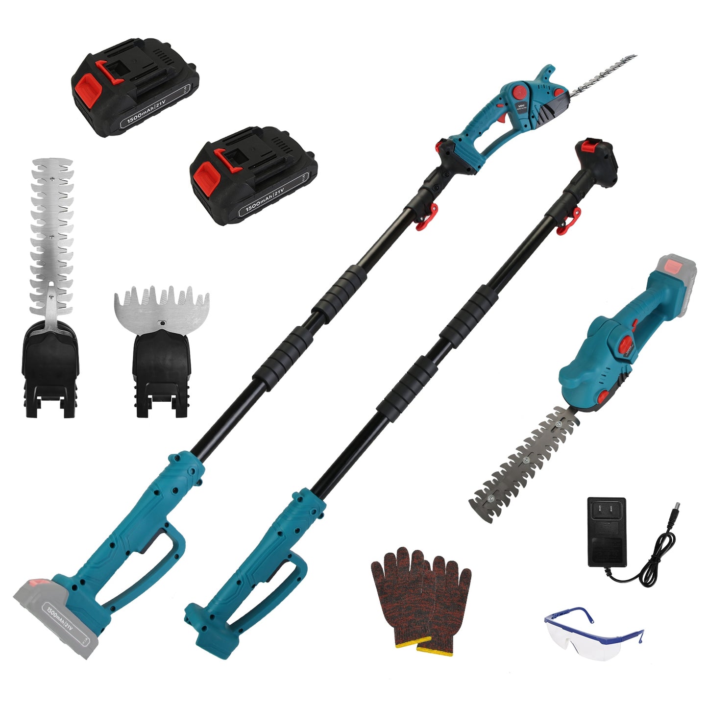 Cordless Hedge Trimmer with Telescopic Pole & Rotating Head