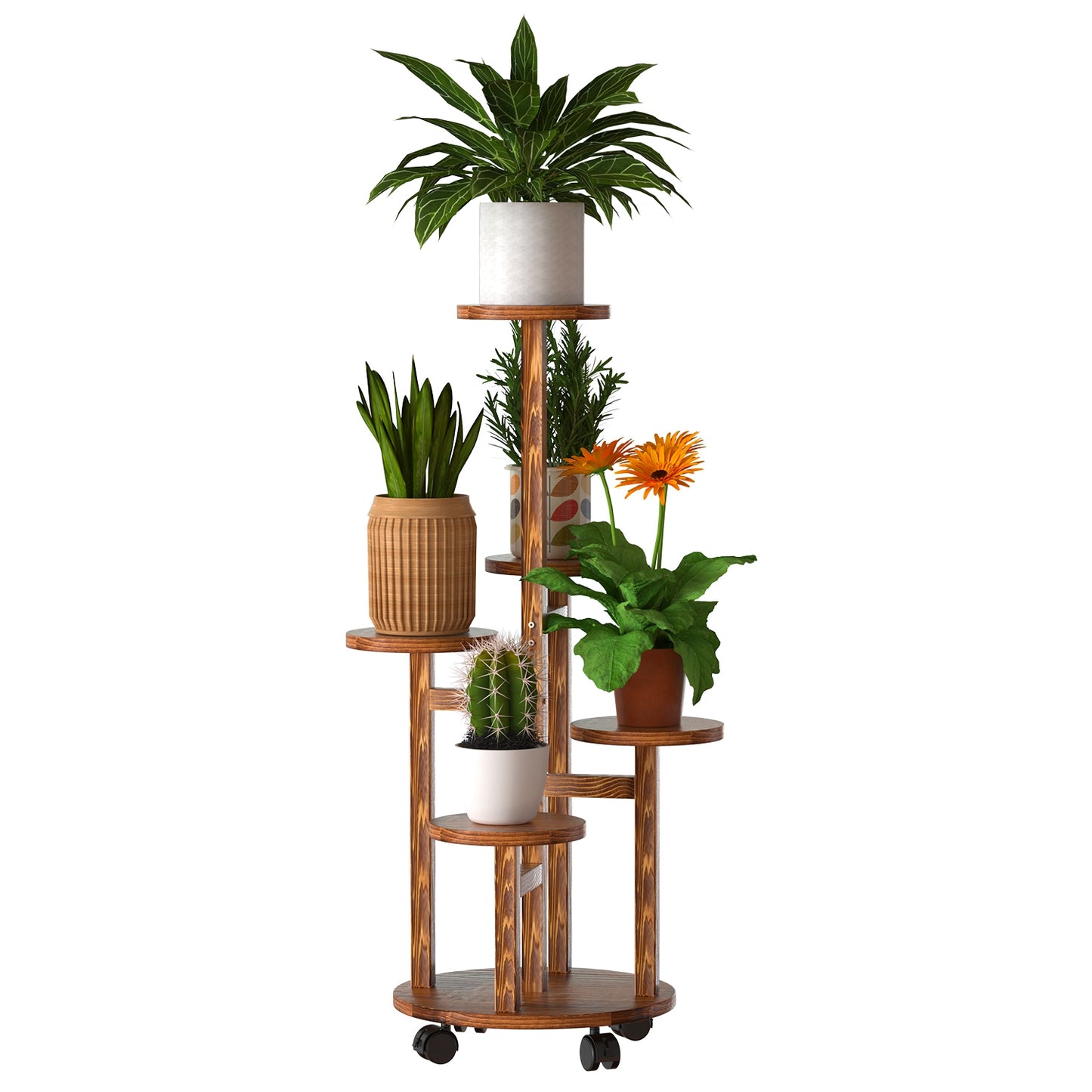 5 Tier Rolling Plant Stand with Wheels for Indoor Outdoor Use
