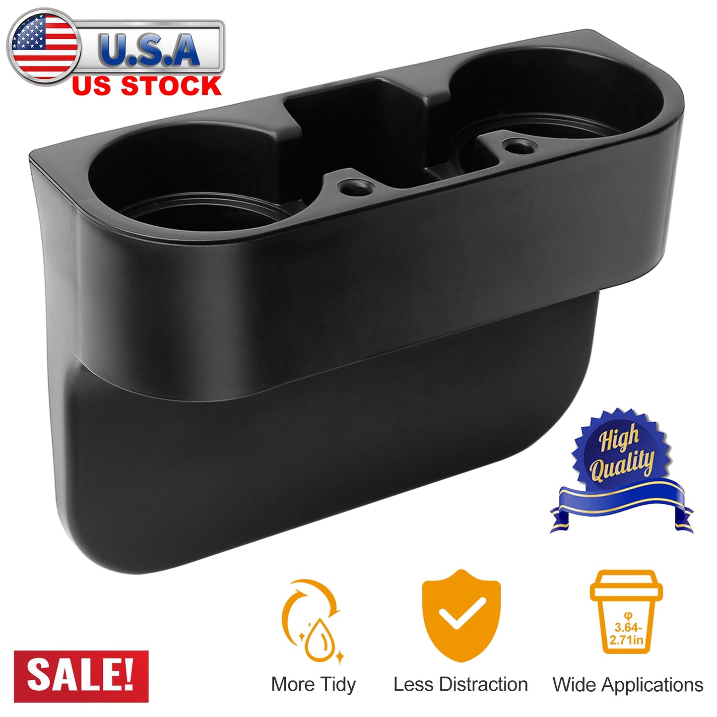 Car Seat Gap Cup Holder Organizer with Dual Holders