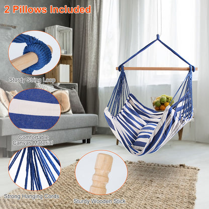 Hanging Hammock Chair with Pillows – 265 lbs Capacity
