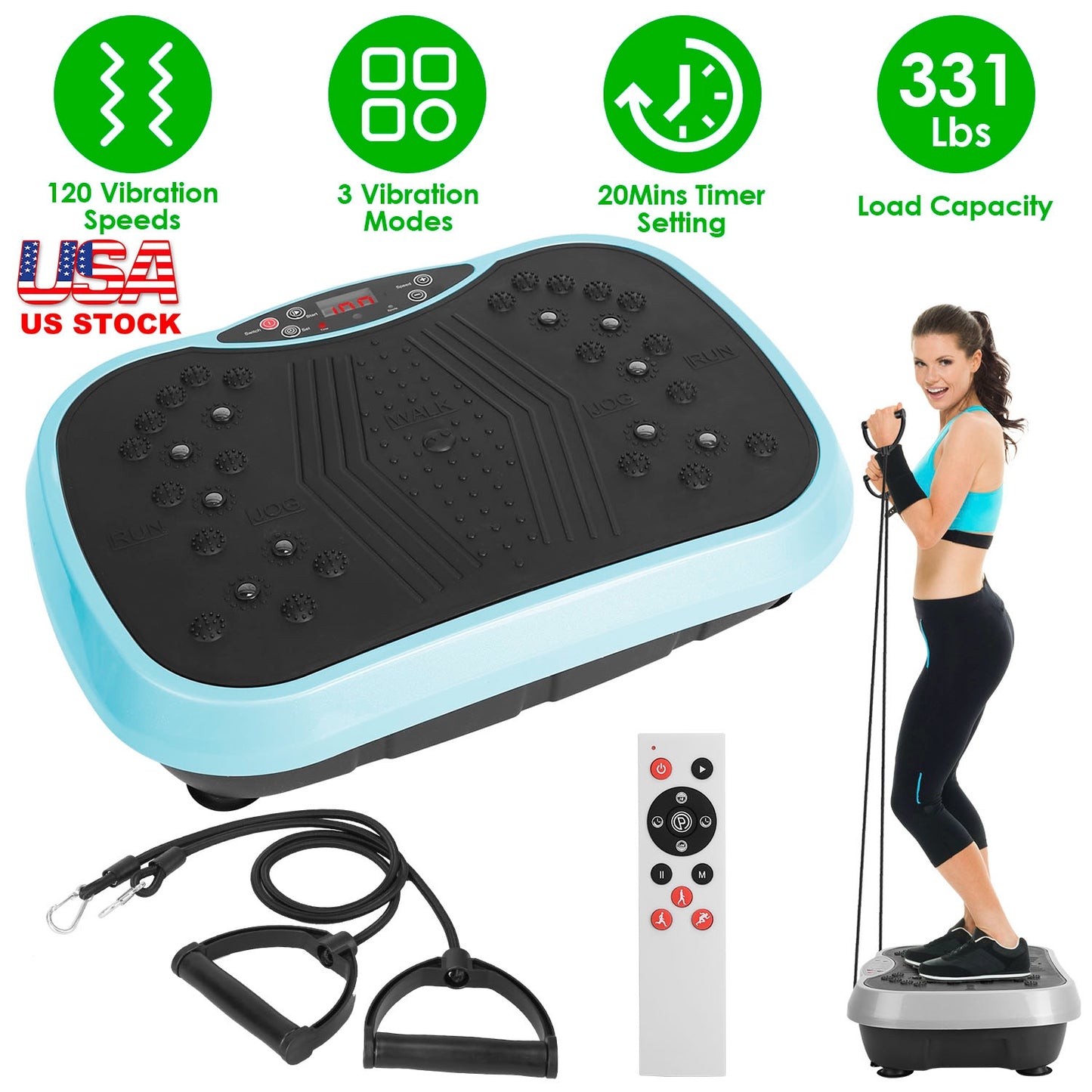 Vibration Platform Exercise Machine with Resistance Bands