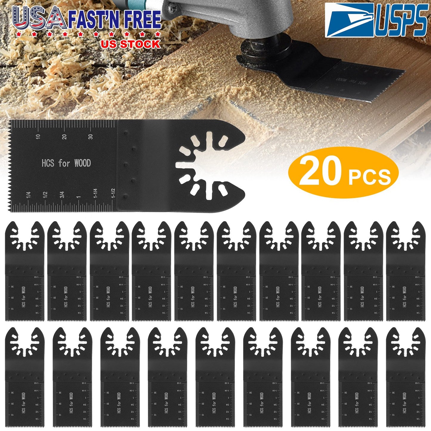 Oscillating Saw Blades 20-Pack High-Carbon Steel Multi-Tool