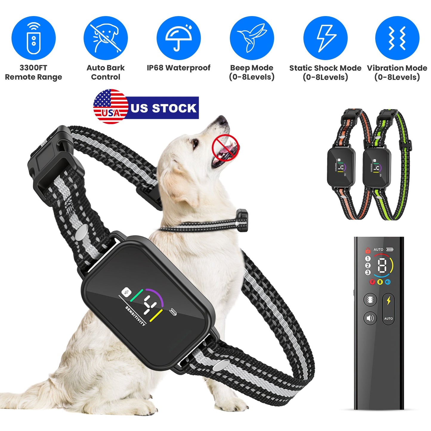 Dog Training Collar with Remote and Bark Control