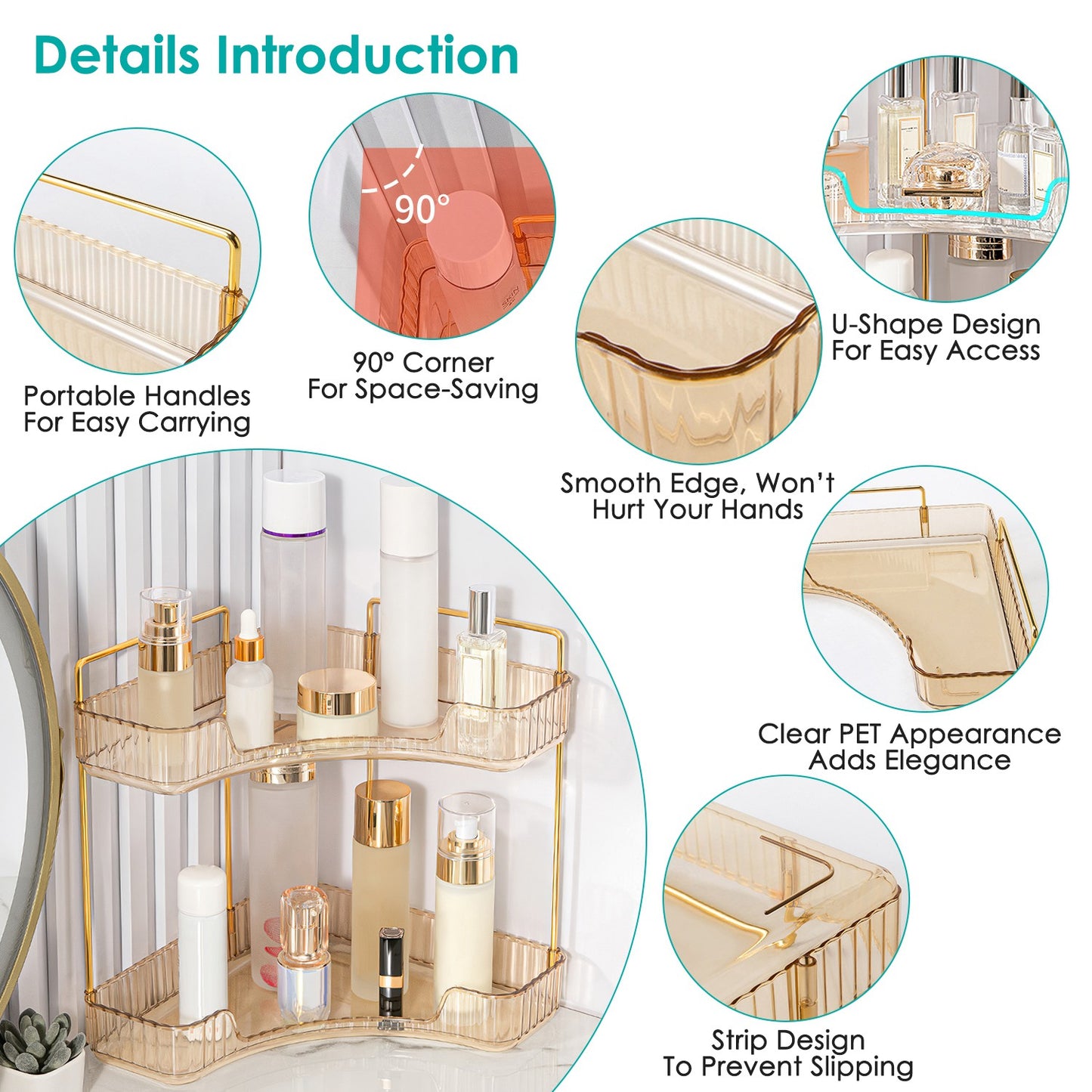 3-Tier Corner Countertop Organizer for Bathroom & Vanity