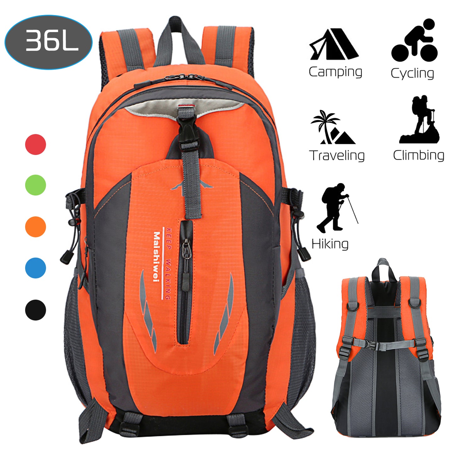 36L Waterproof Hiking Backpack with Ergonomic Design