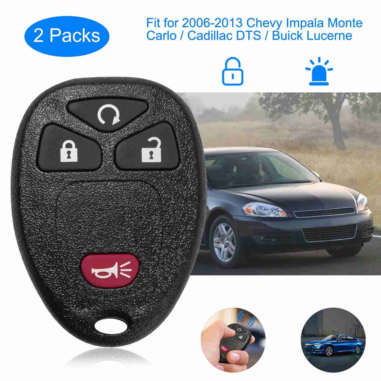 Keyless Entry Remote Key Fob for Chevy Impala Cadillac Buick