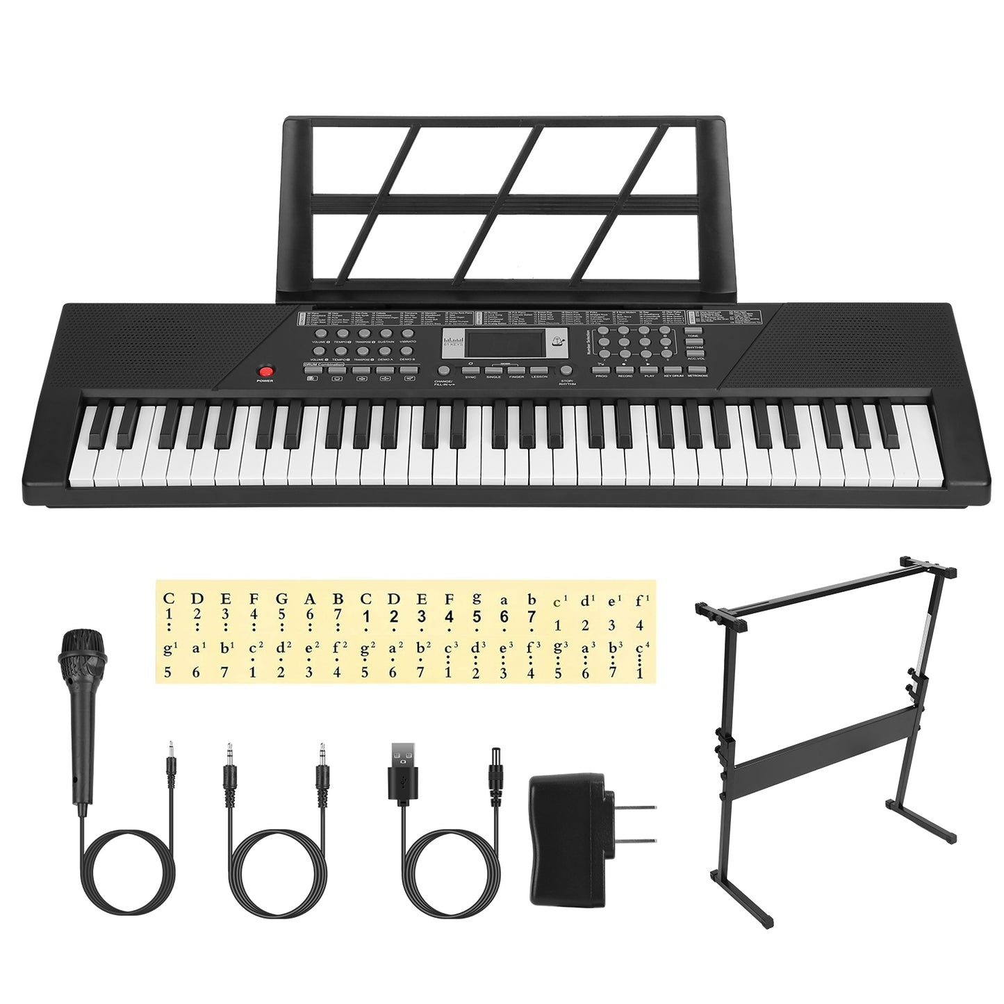 61-Key Digital Music Keyboard with Microphone & Stand