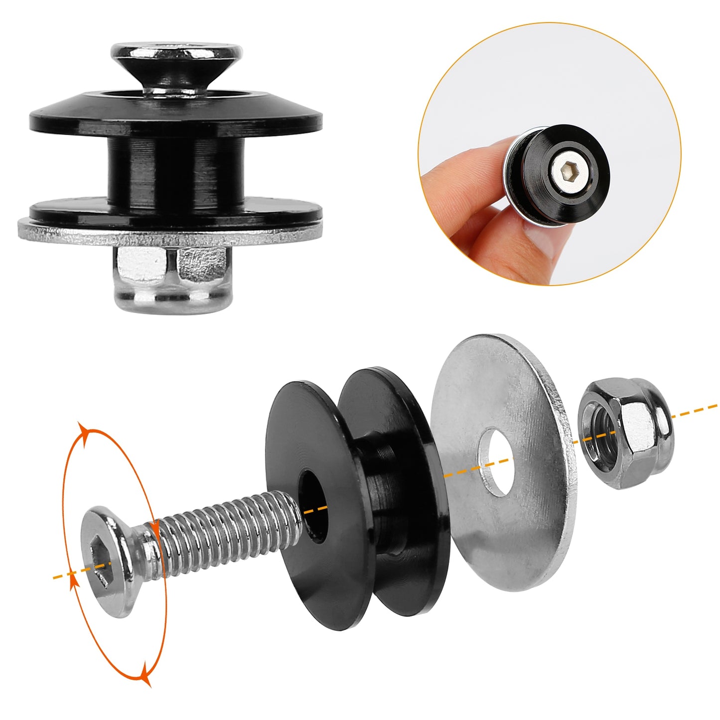 Quick Release Bumper Fasteners Kit - 5 Set Aluminum Alloy
