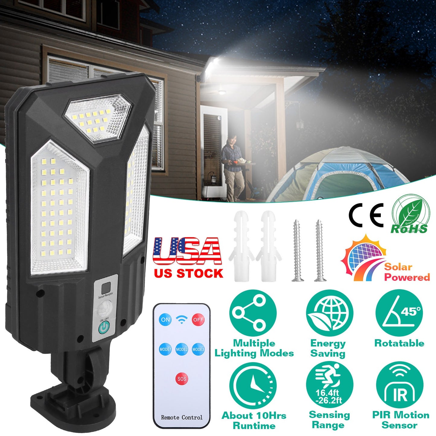 Solar Wall Light with Motion Sensor and Remote Control