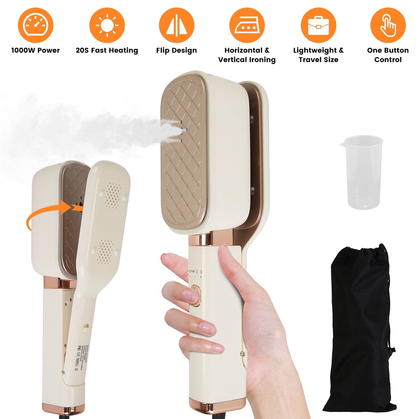 3-in-1 Travel Garment Steamer with 180° Rotating Head
