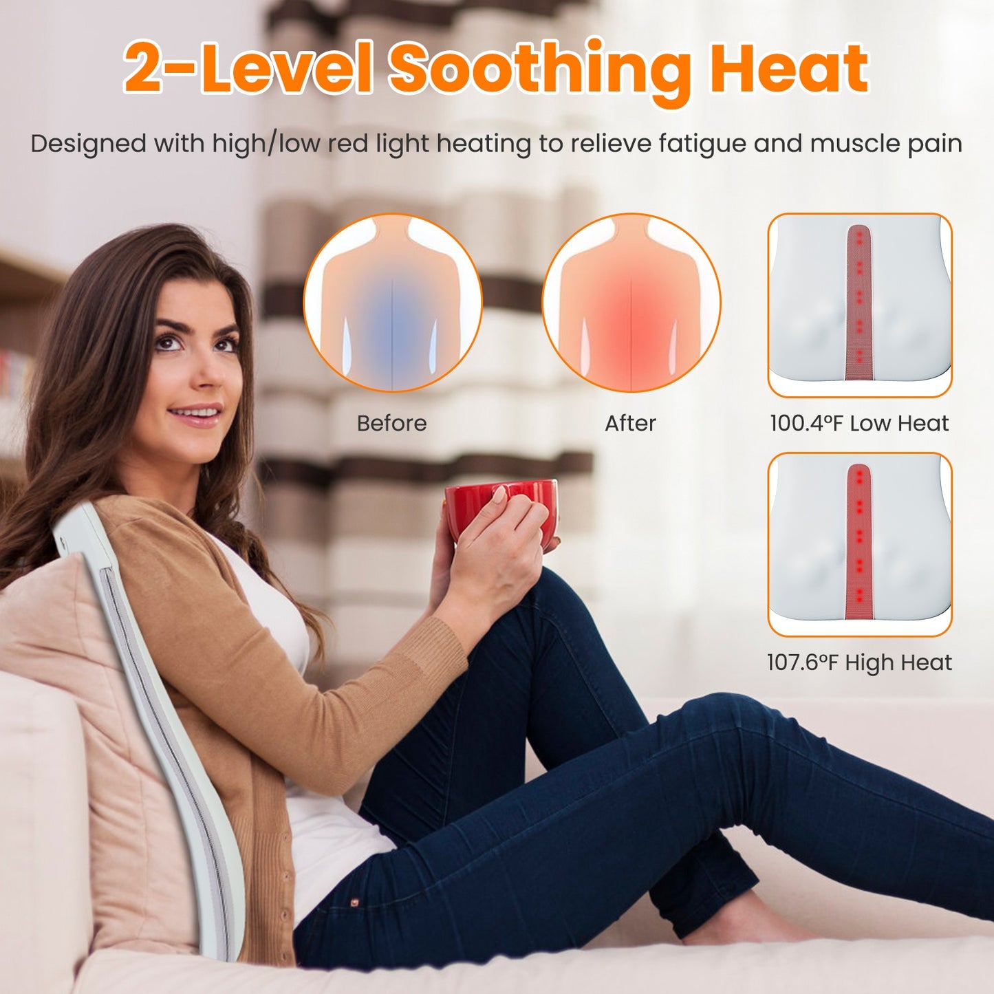 Shiatsu Back Massager with 3D Kneading & Cordless Design