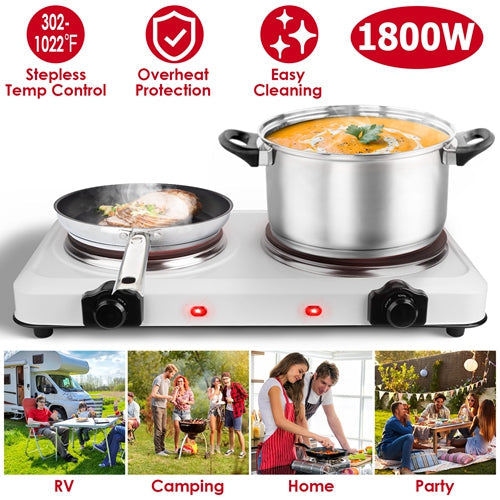 1800W Dual Burner Hot Plate – Portable Infrared Electric Cooktop