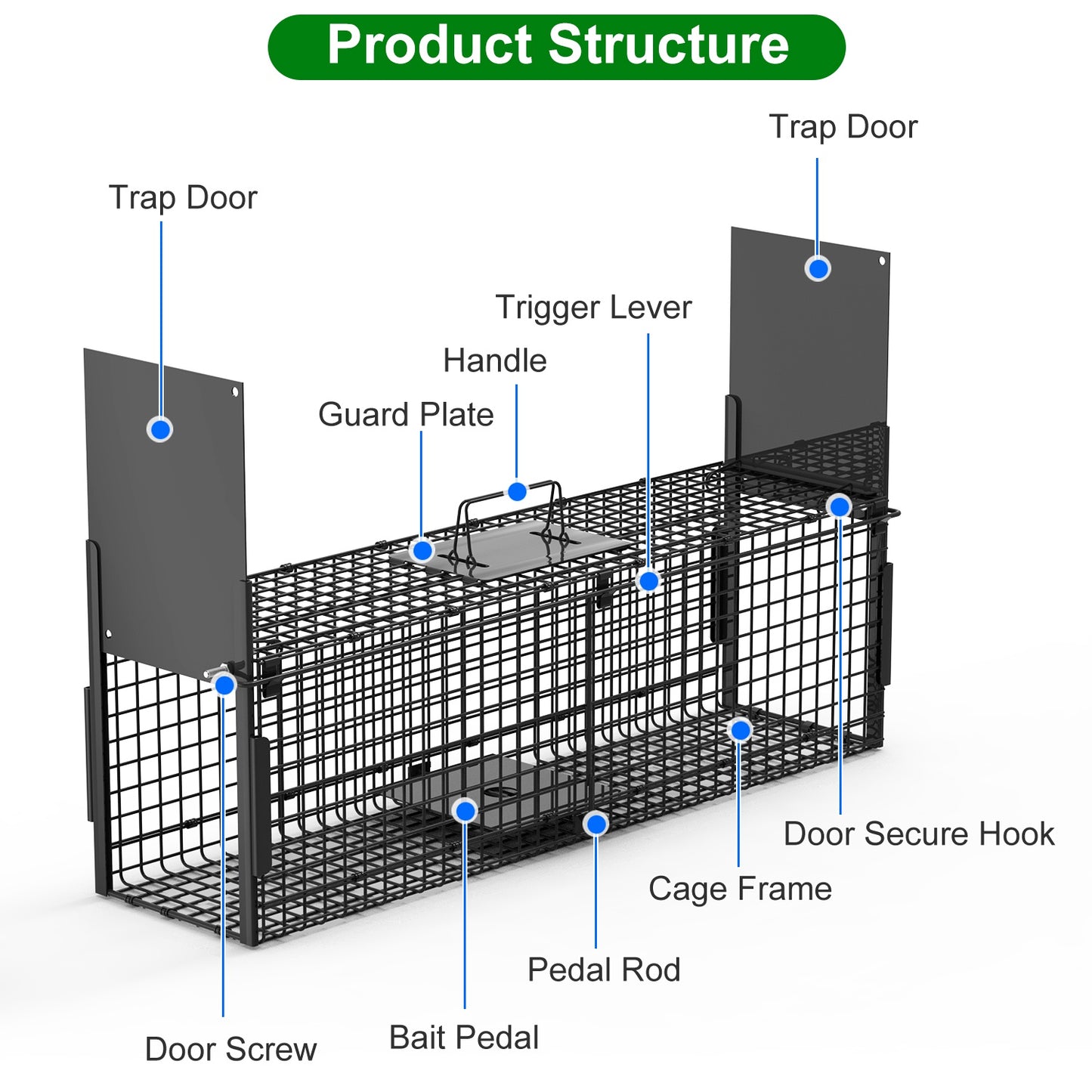 40in Humane Live Animal Trap Cage for Raccoons & Opossums