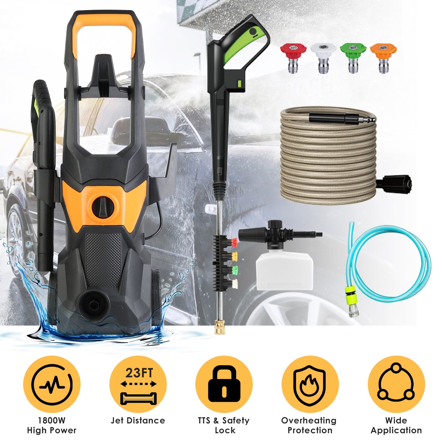 Electric Pressure Washer 4200PSI 1.85GPM with Foam Cannon