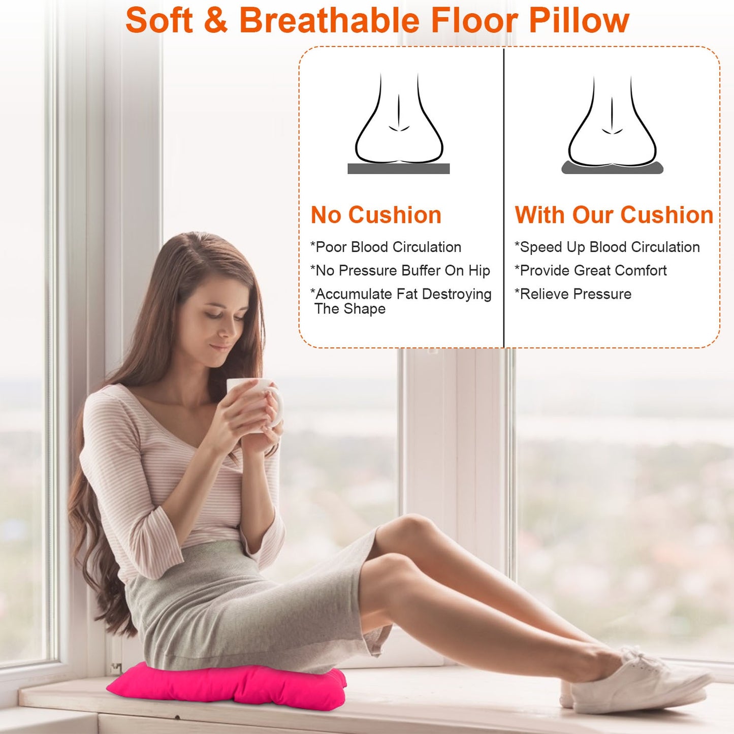 Square Chair Cushion Pads with Ties - 17.72" (Set of 4)