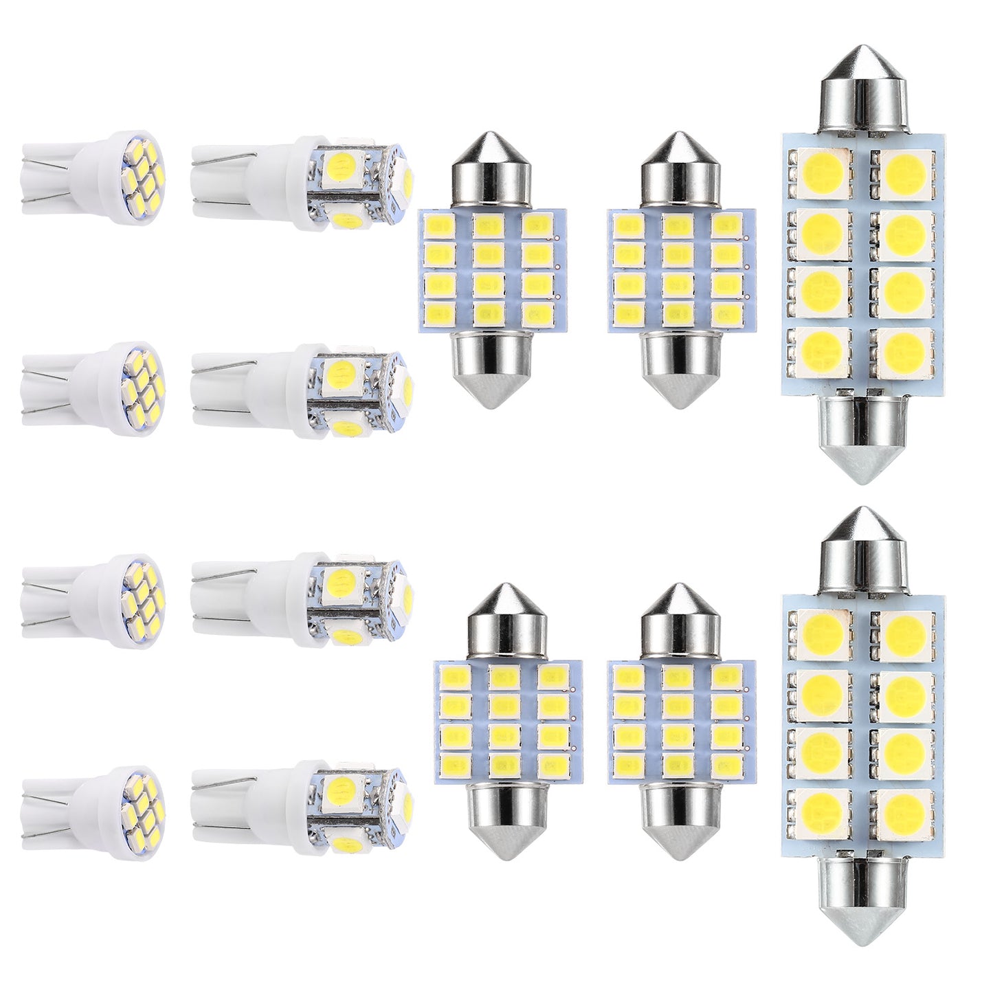 LED Interior Light Kit for Cars - 14 Piece Set, 6000K White