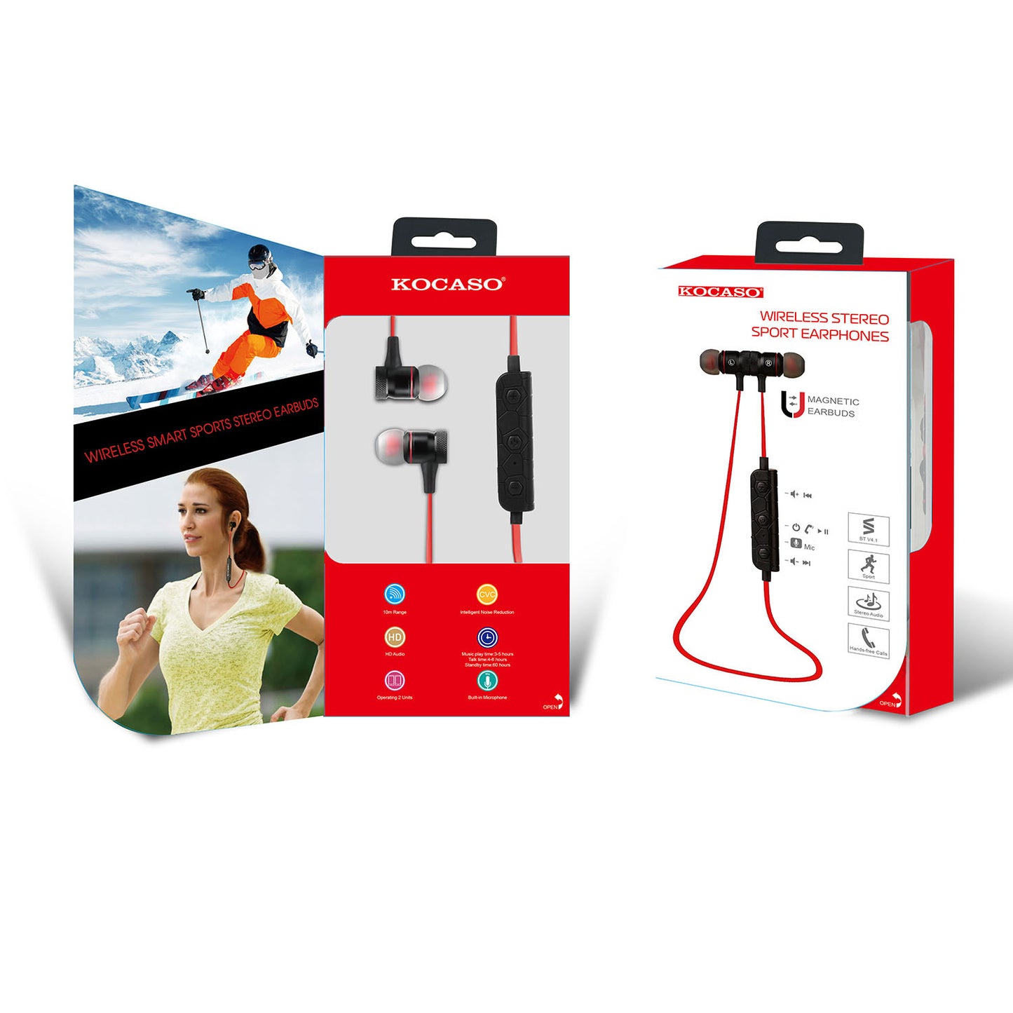 Wireless Neckband Headphones with Magnetic Earbuds - Sport