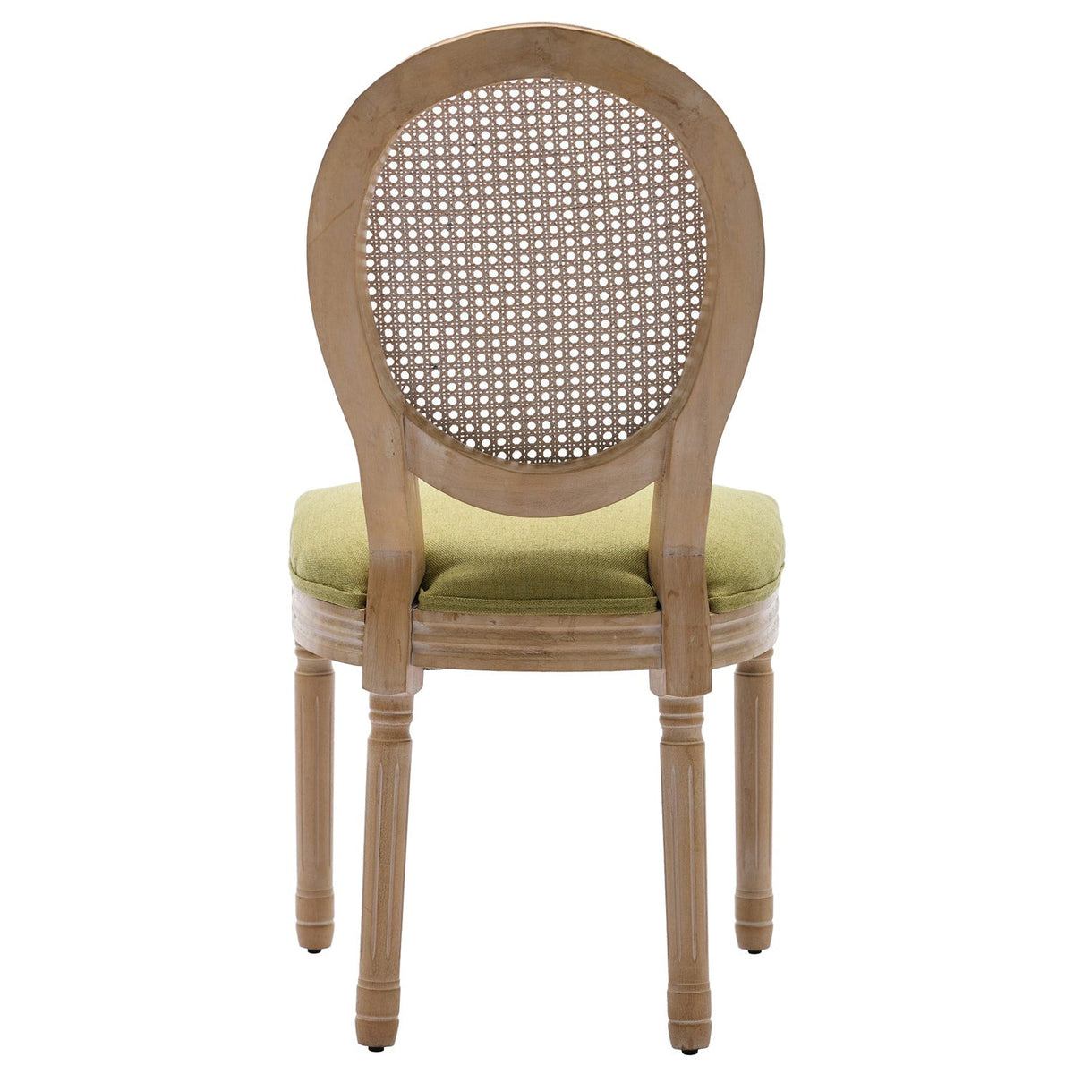 French Oval Rattan Back Dining Chairs Set of 2 - Solid Wood