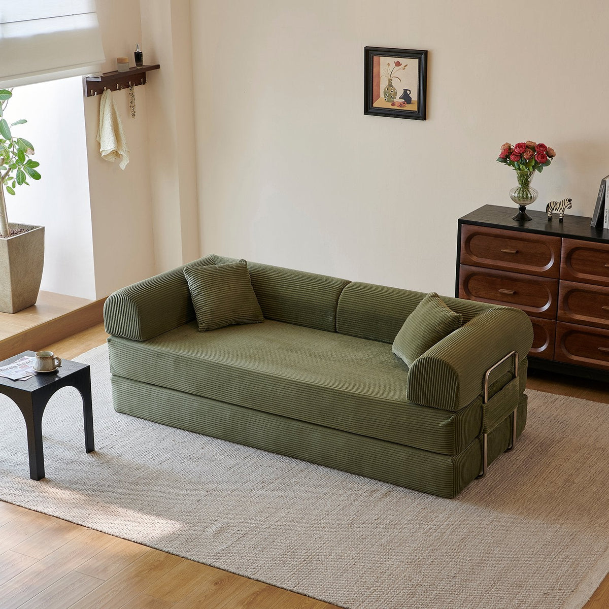 78.8" Convertible Floor Sofa Bed with High Density Foam
