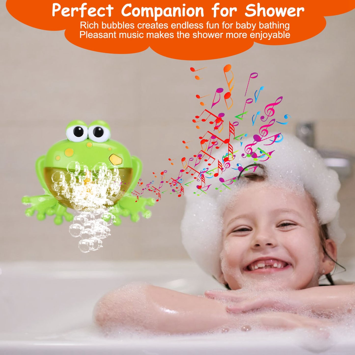 Musical Bubble Bath Maker Toy with Suction Cups for Toddlers