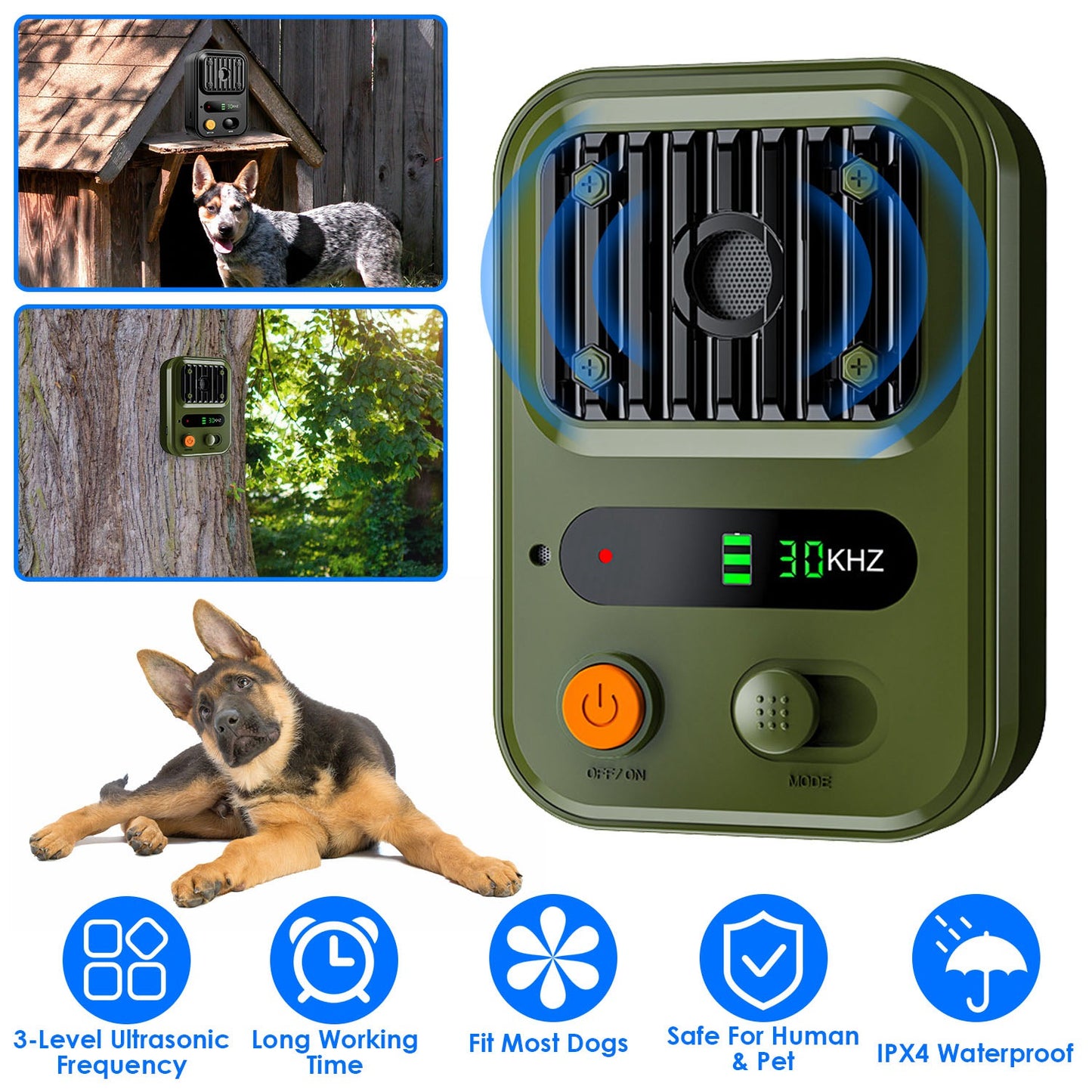 Ultrasonic Dog Bark Control Device with 3 Frequency Levels