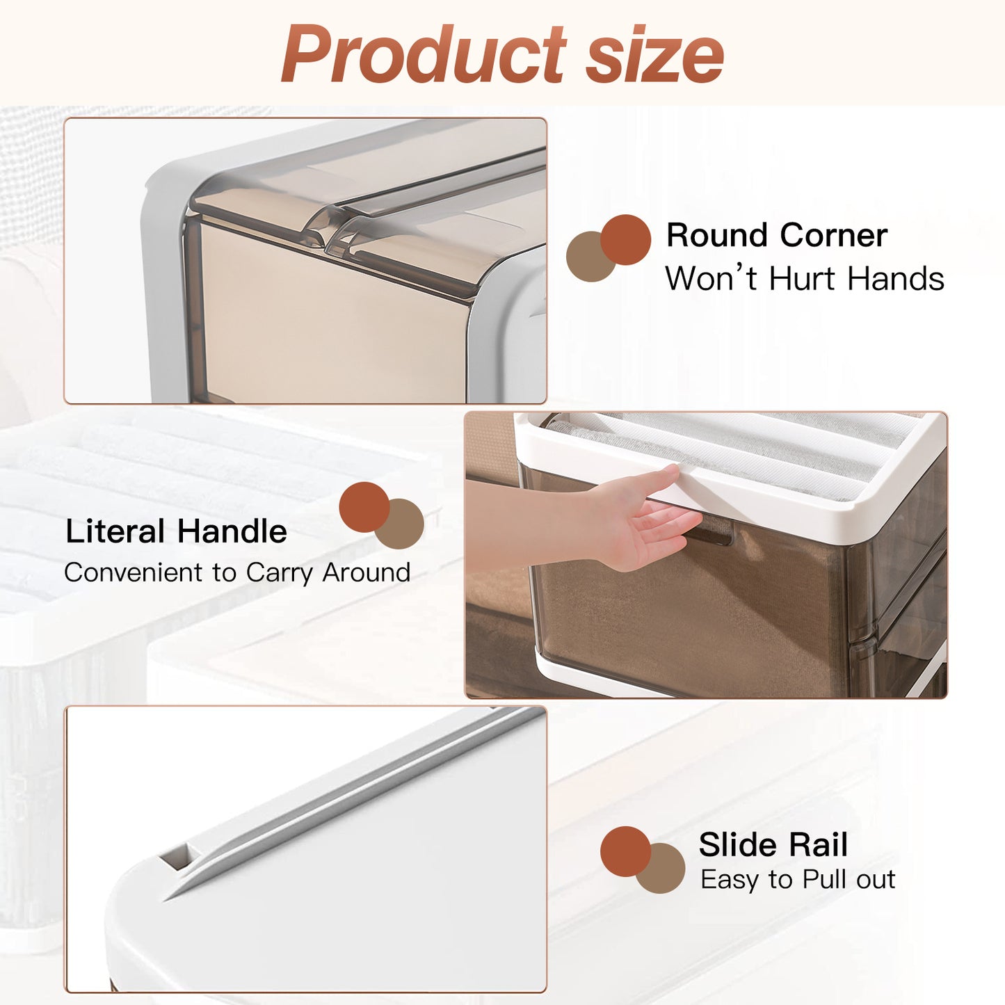 Foldable Storage Bins with Lids - 3 Pack Stackable Organizer
