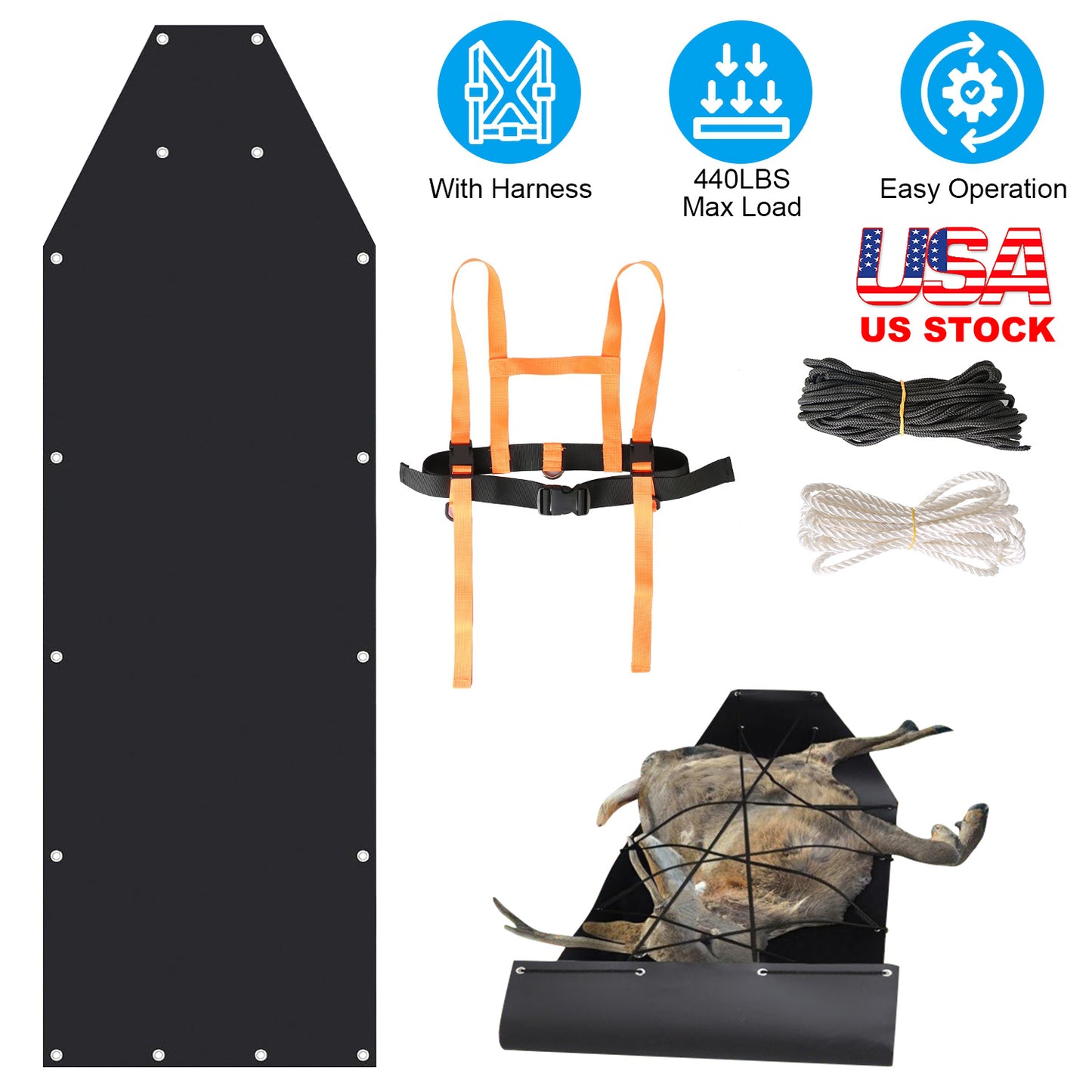 Deer Drag Sled with Handle for Hunting and Game Hauling