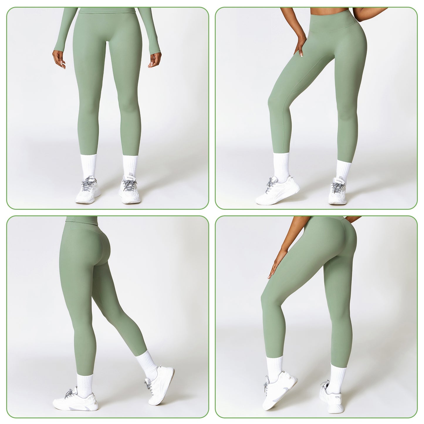 High Waist Workout Leggings with Tummy Control - 25" Inseam