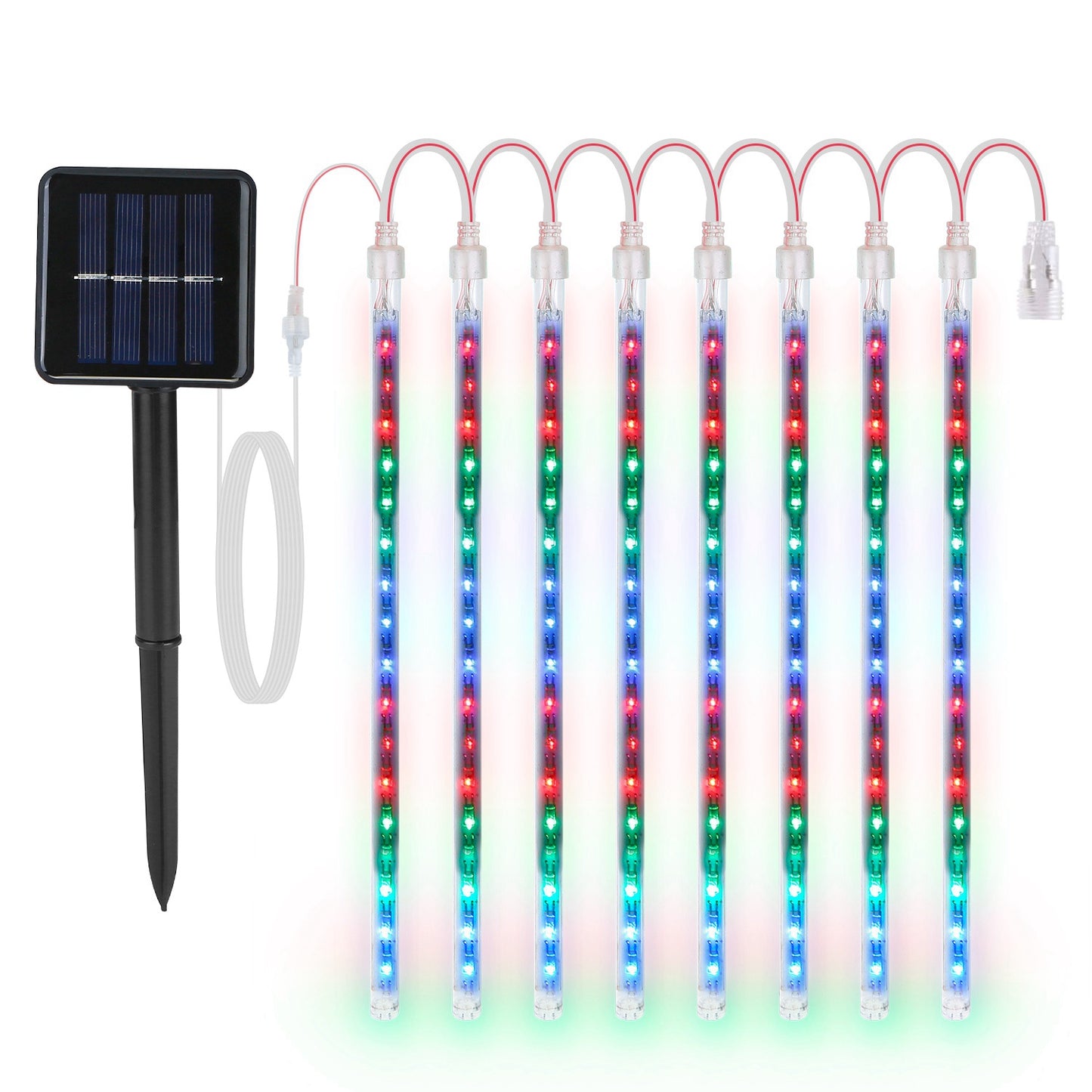 Solar Meteor Shower String Lights 8 Tubes 144 LED Waterproof