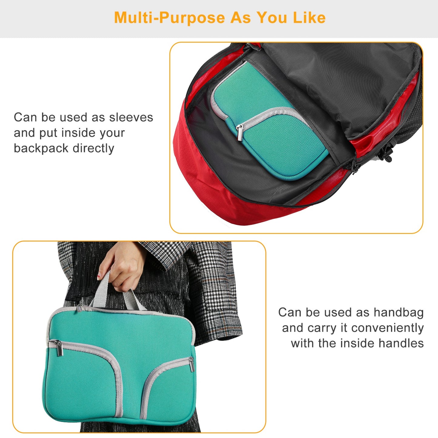 Laptop Sleeve Bag with Front Pockets - Neoprene Protection