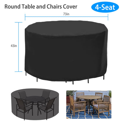 Round Patio Furniture Cover 73x43in - UV & Water Resistant