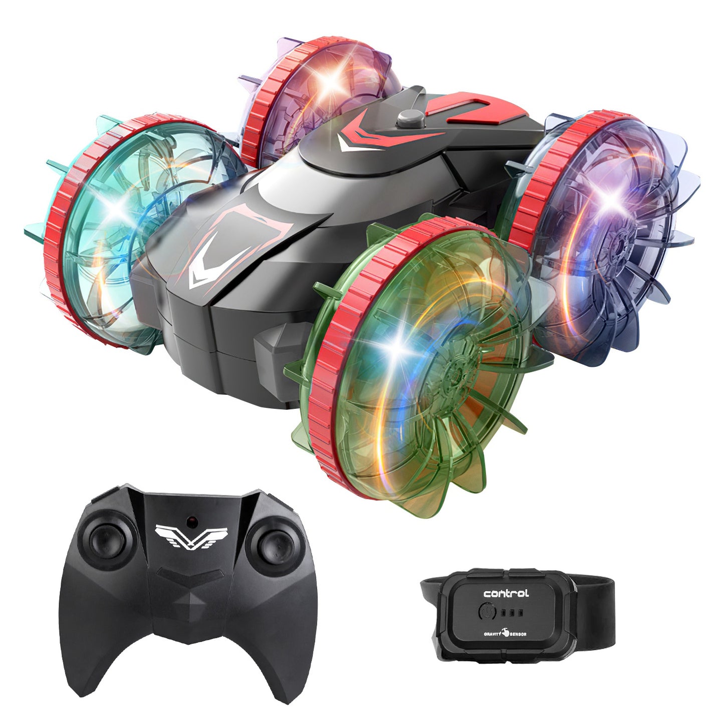 Amphibious RC Stunt Car with Wrist Controller & RGB Lights