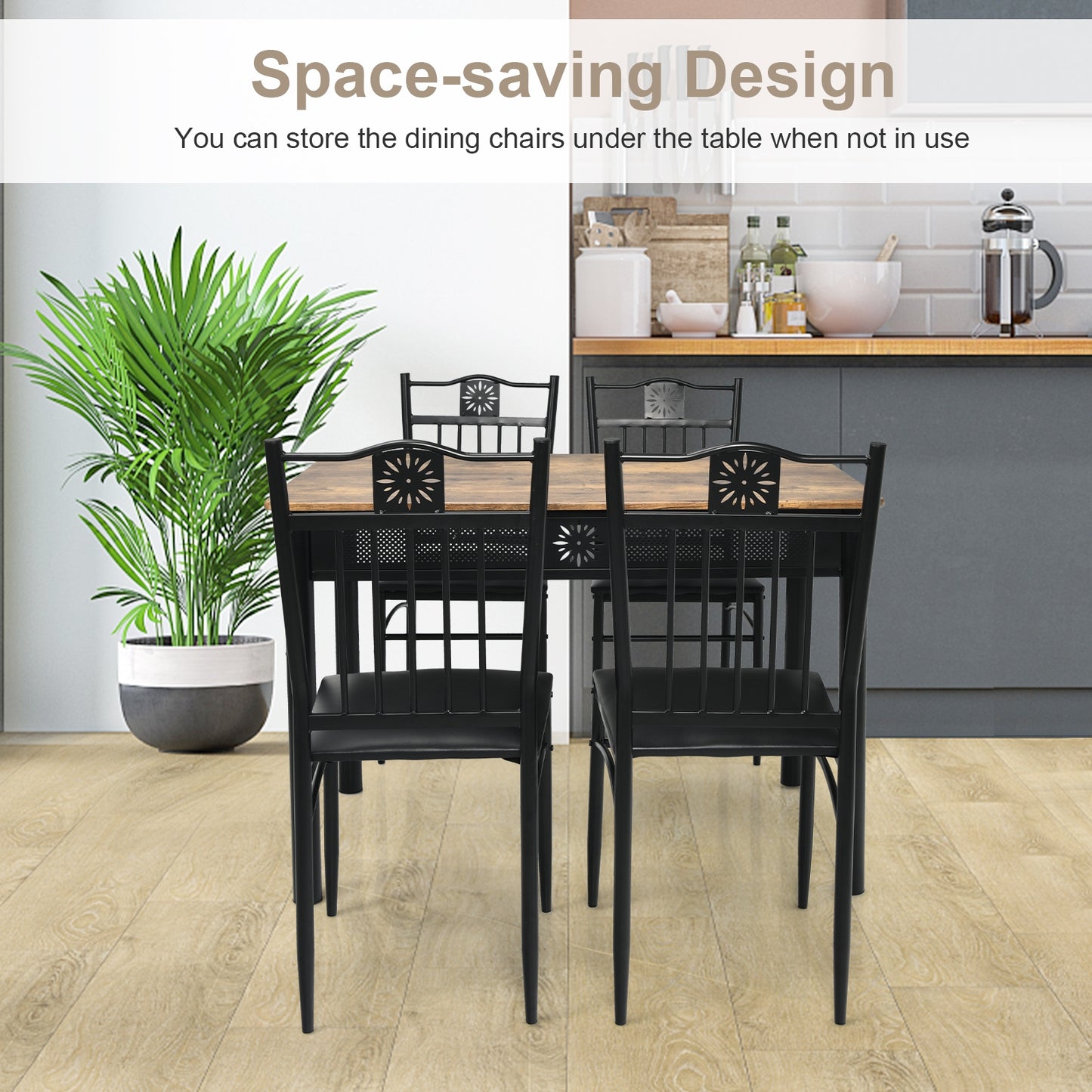 5-Piece Dining Set with Cushioned Chairs and Metal Frame