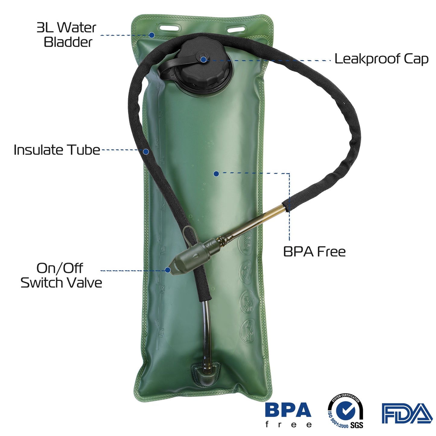 Tactical Hydration Pack with 3L Water Bladder