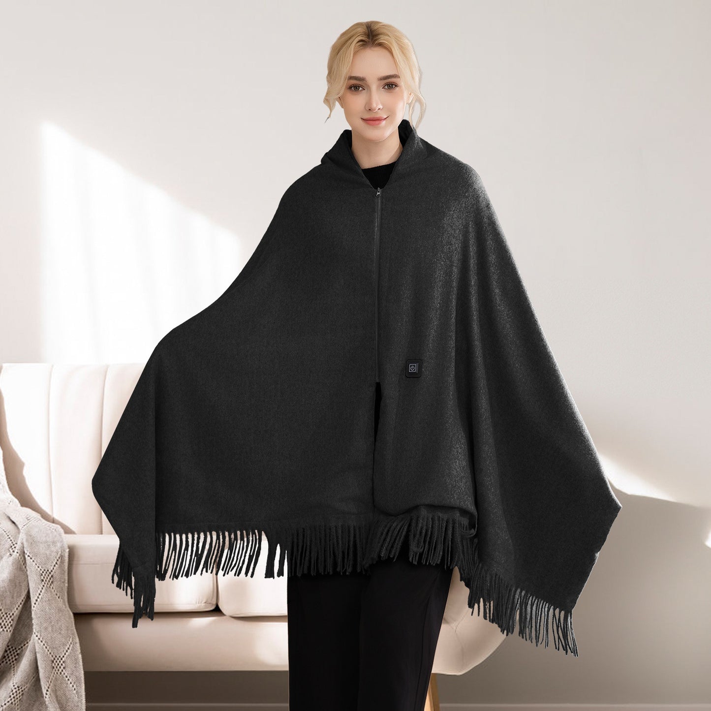 USB Heated Shawl with 3 Temperature Levels and Zipper