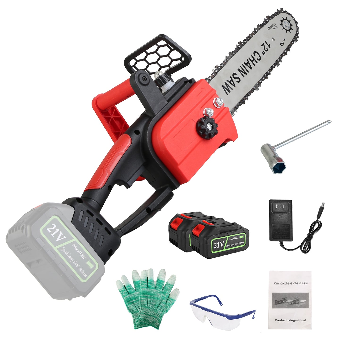 12-Inch Cordless Electric Chainsaw with 2 Batteries & Charger
